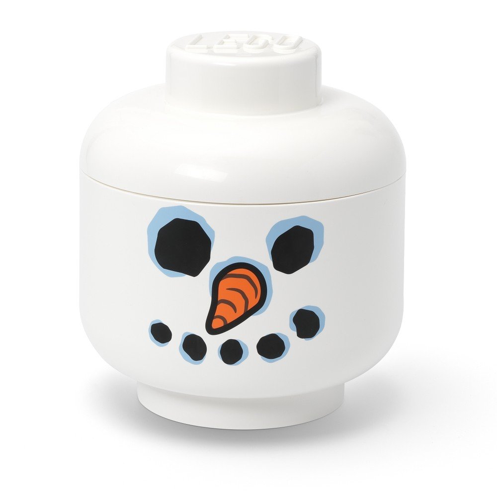 Fehér műanyag gyerek tárolódoboz ø 24x27 cm Head Snowman L – LEGO®