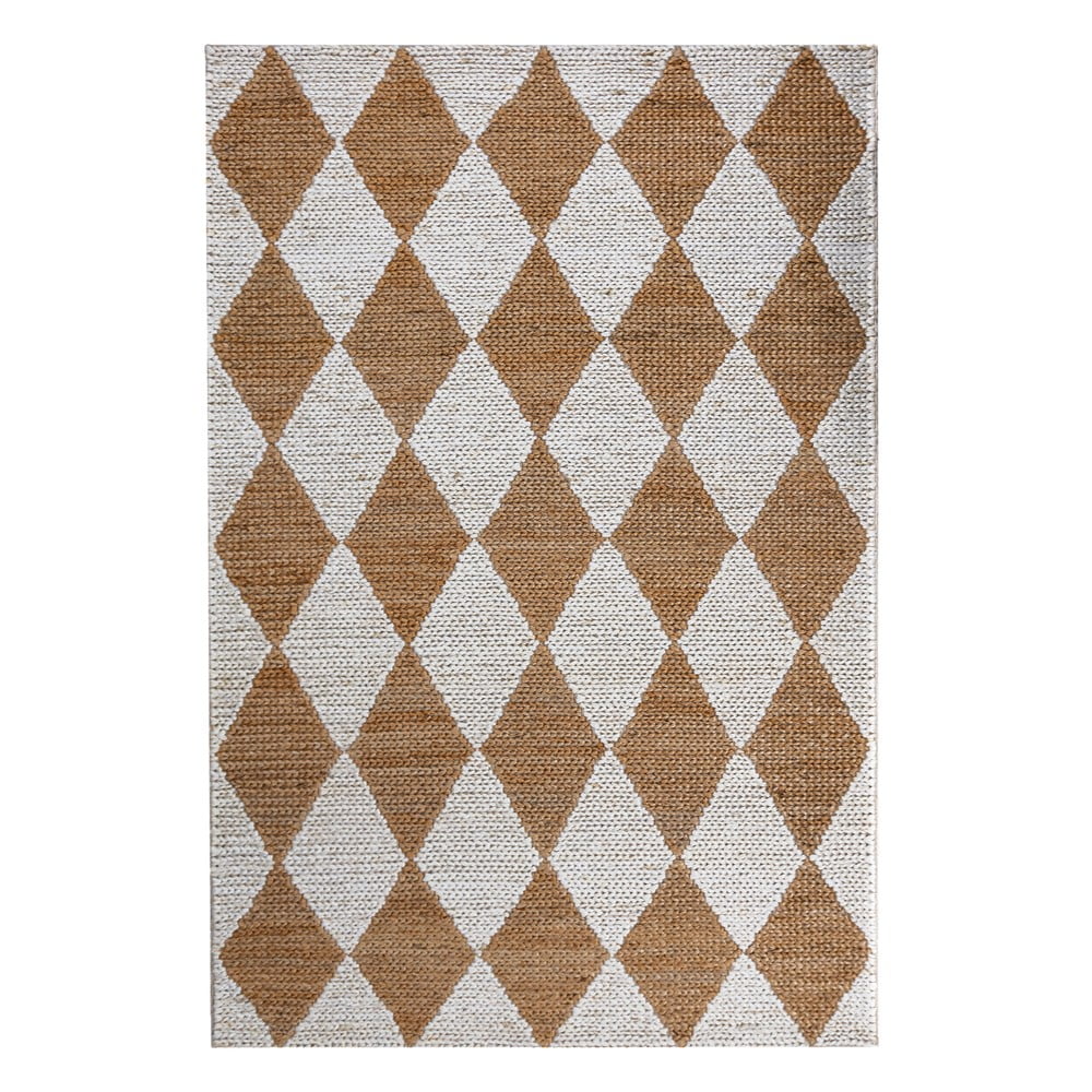 Fehér-natúr színű kézi szövésű jutakeverék szőnyeg 160x230 cm Effie Diamond – Flair Rugs