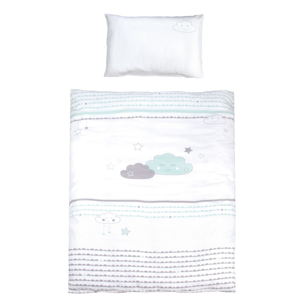 Fehér pamut gyerek ágyneműhuzat babaágyhoz 100x135 cm Happy Cloud – Roba