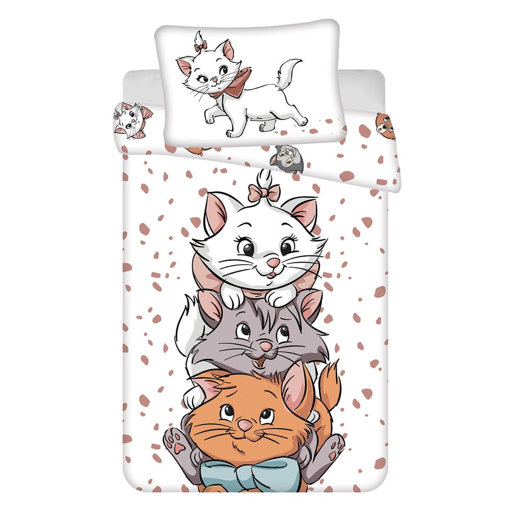 Fehér pamut gyerek ágyneműhuzat babaágyhoz 100x135 cm Marie Cat "Friends" – Jerry Fabrics