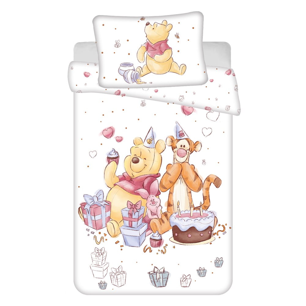 Fehér pamut gyerek ágyneműhuzat babaágyhoz 100x135 cm WTP "Birthday party" – Jerry Fabrics