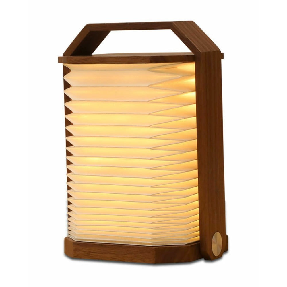 Fehér-sötét natúr színű LED asztali lámpa (magasság 4 cm) Origami – Gingko