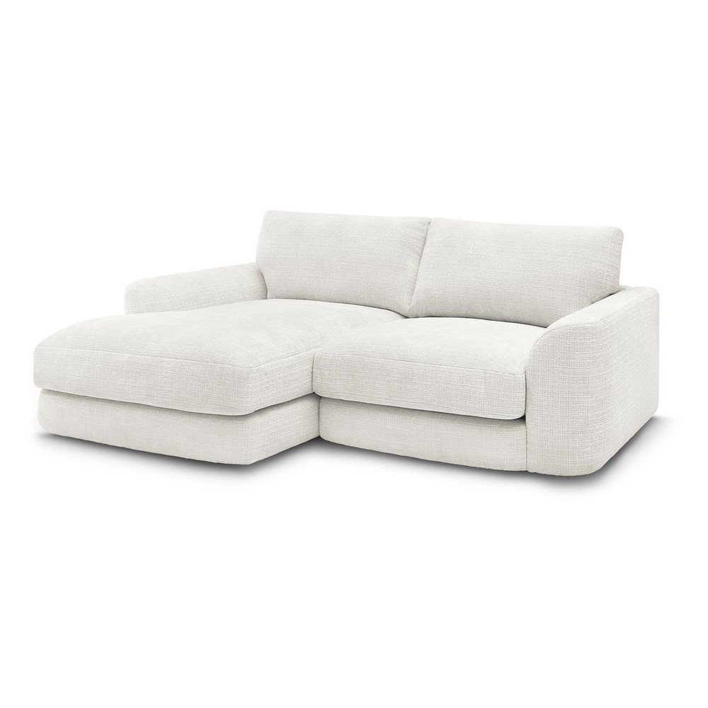Fehér zsenília sarokkanapé (bal oldali-heverő résszel) Leonore – Bobochic Paris