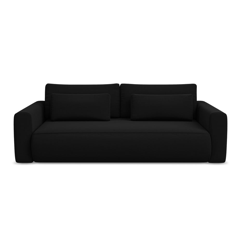 Fekete bársony kinyitható-tárolóhelyes kanapé 238 cm Kapua – Makamii