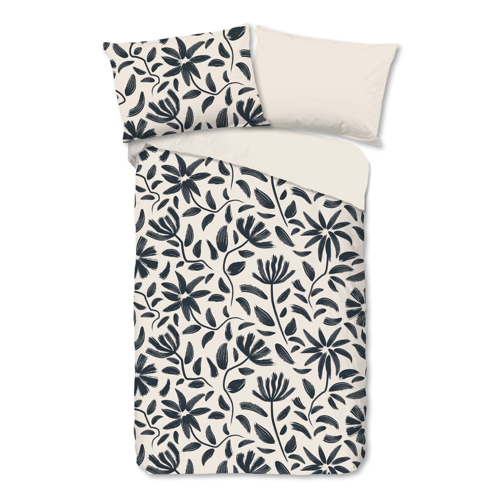 Fekete-bézs egyszemélyes pamut ágyneműhuzat 140x200 cm Emilia – Good Morning