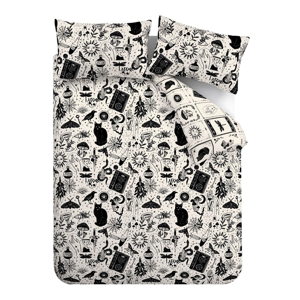 Fekete-bézs kétszemélyes ágyneműhuzat 200x200 cm Enchanted Witchcraft – Catherine Lansfield