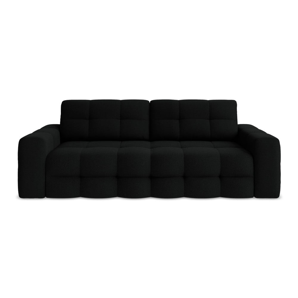 Fekete buklé kinyitható kanapé 255 cm Milu – Makamii
