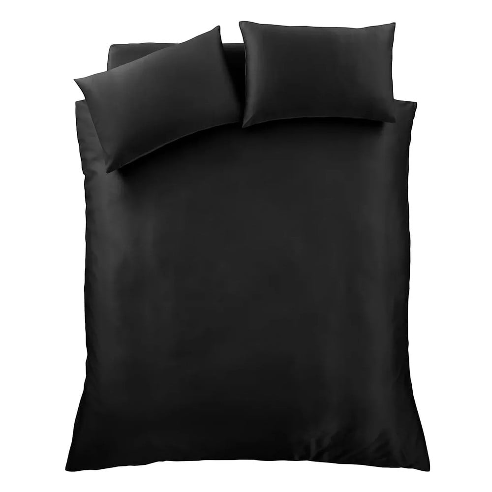 Fekete egyszemélyes szatén ágyneműhuzat 135x200 cm Silky Soft – Catherine Lansfield