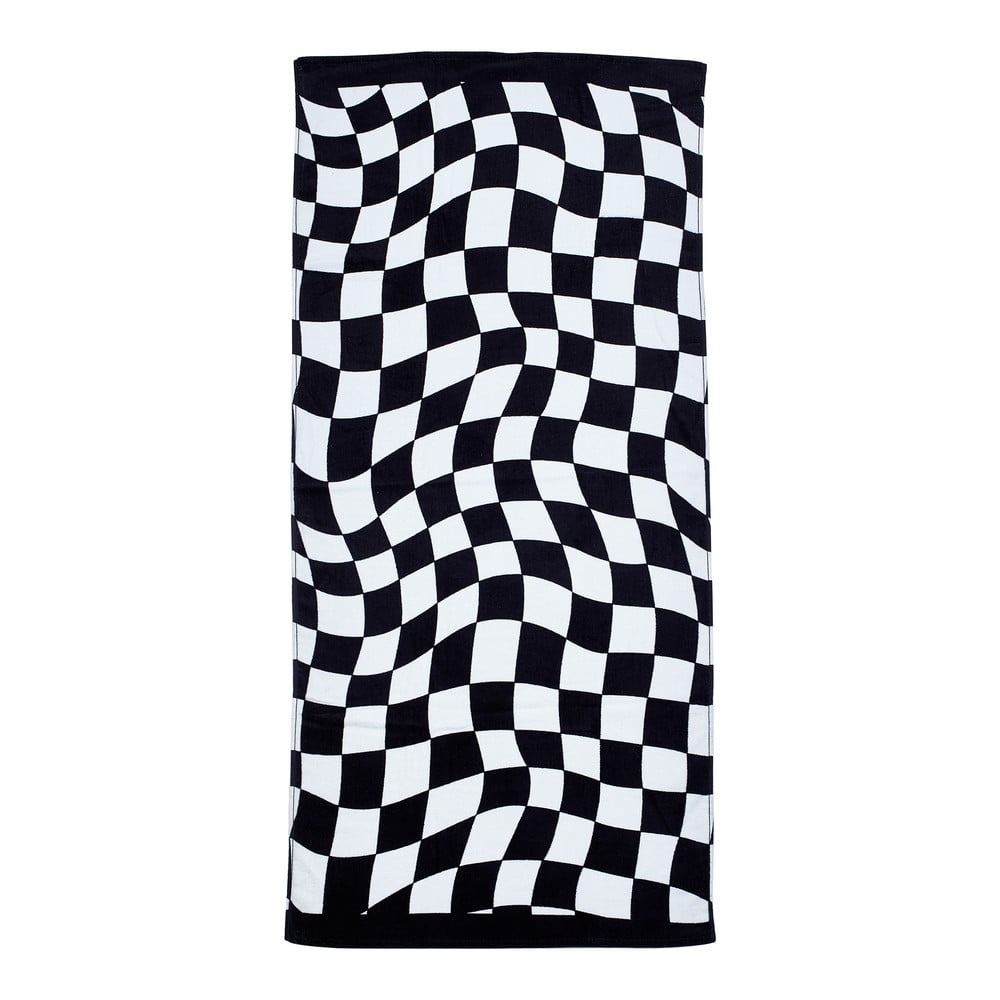Fekete-fehér pamut strandtörölköző 76x160 cm Checkerboard – Catherine Lansfield