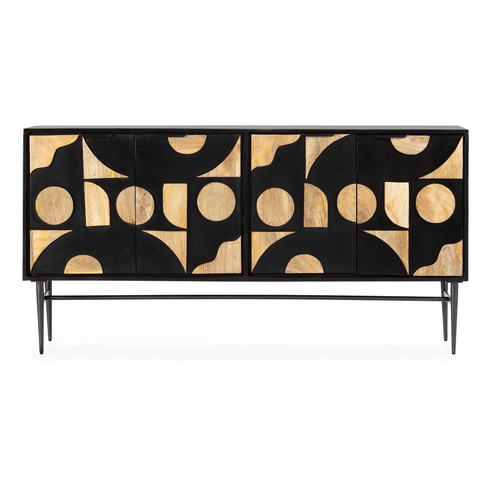 Fekete mangófa komód 175x90x40 cm Navya – MOME