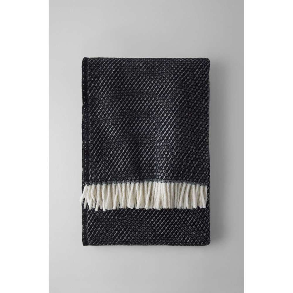 Fekete pamutkeverék takaró 140x180 cm Wabi – Euromant