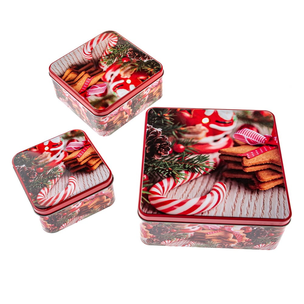 Fém aprósütemény tartó doboz szett 3 db-os Christmas – Dakls