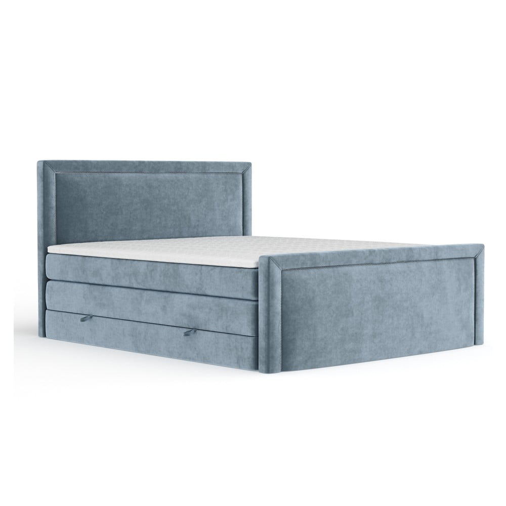 Kék ágyneműtartós boxspring ágy 180x200 cm Lavenda – Maison de Rêve