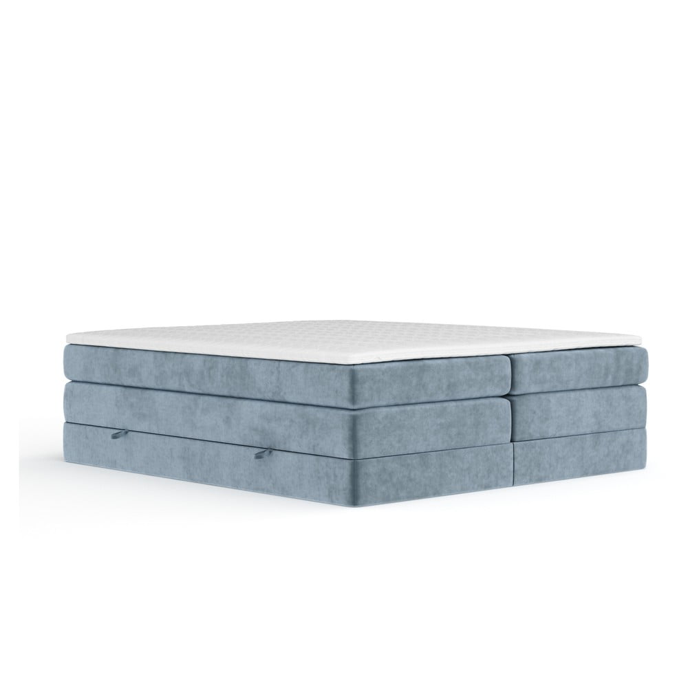 Kék ágyneműtartós boxspring ágy ágytámla nélkül 160x200 cm Juniper – Maison de Rêve