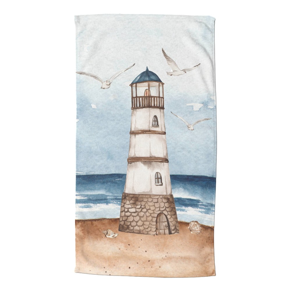 Kék-barna bársony strandtörölköző 100x180 cm Berlin – Good Morning