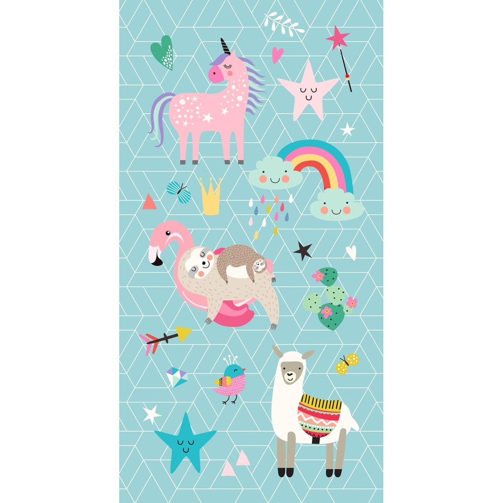 Kék gyerek bársony strandtörölköző 75x150 cm Moody – Good Morning