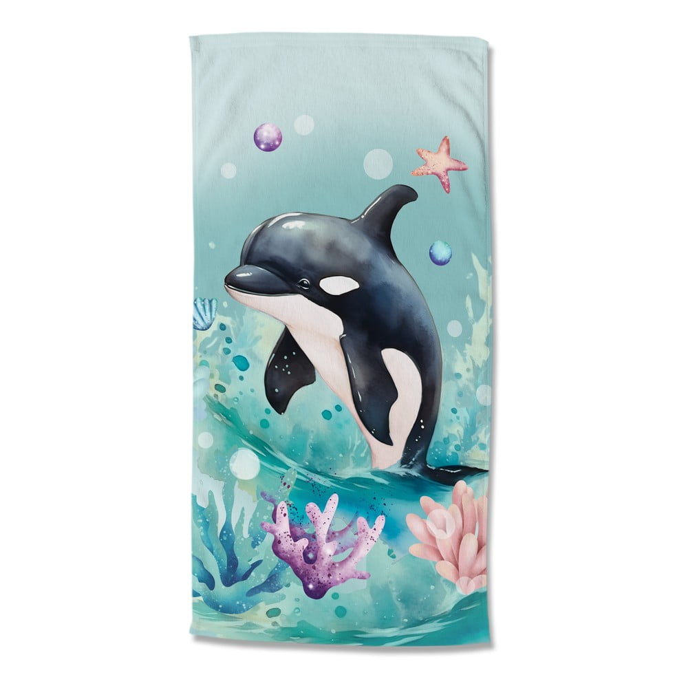 Kék gyerek bársony strandtörölköző 75x150 cm Splash – Good Morning