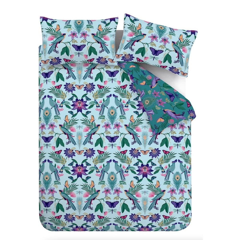 Kék kétszemélyes-hosszabbított ágyneműhuzat 230x220 cm Mya Tropical Floral – Catherine Lansfield
