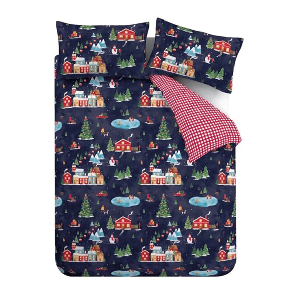 Kék kétszemélyes-hosszabbított ágyneműhuzat 230x220 cm Ski Village – Catherine Lansfield