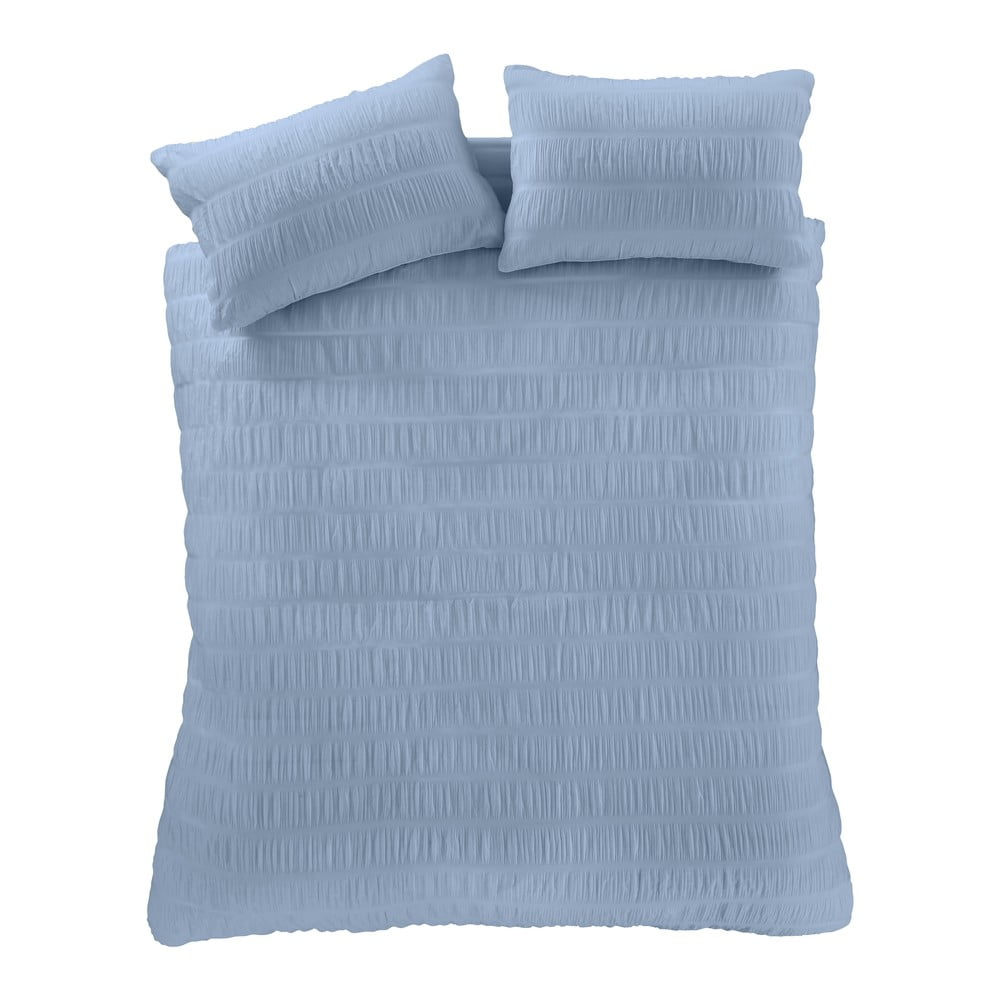 Kék kétszemélyes-hosszabbított krepp ágyneműhuzat 230x220 cm Seersucker – Catherine Lansfield