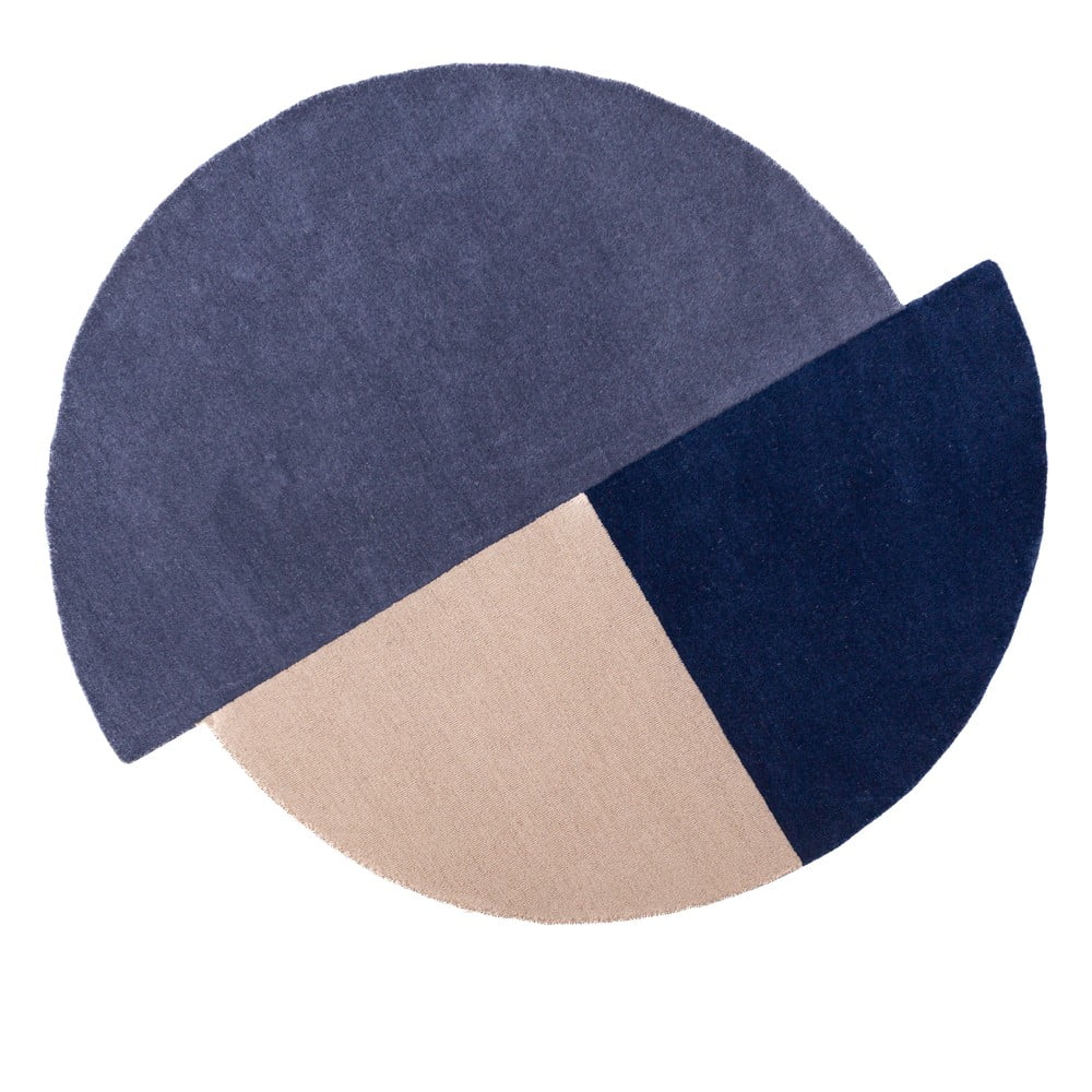 Kék kézi szövésű gyapjú kerek szőnyeg ø 200 cm Mia Segment – Flair Rugs