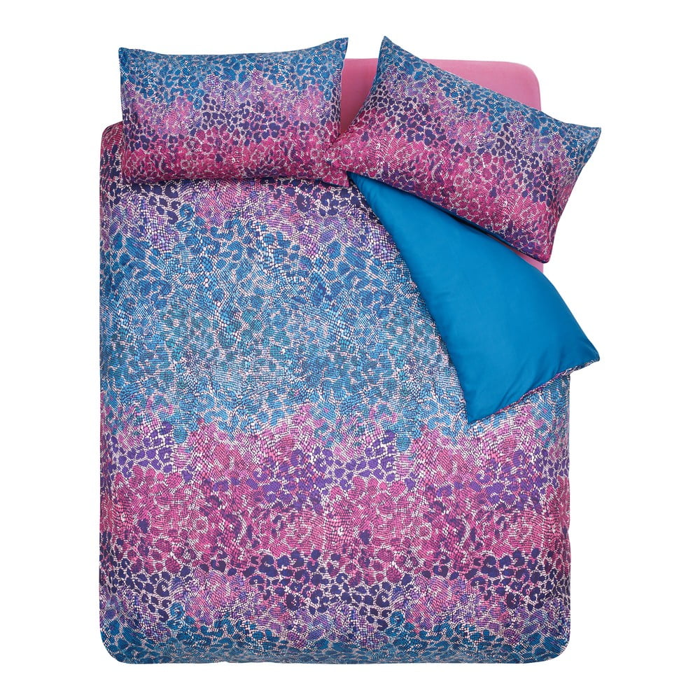 Kék-rózsaszín kétszemélyes-hosszabbított mikroszatén ágyneműhuzat 230x220 cm Animal Print – Catherine Lansfield