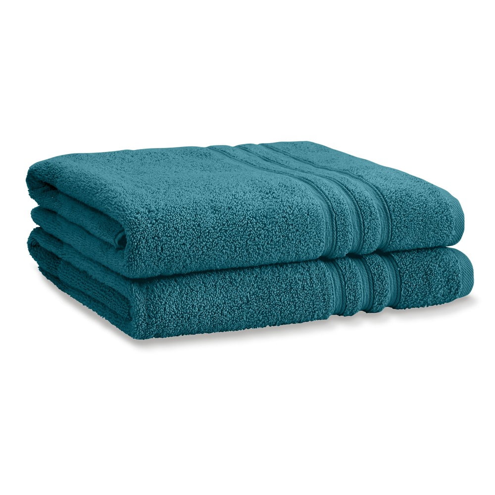 Kékeszöld frottír pamut fürdőlepedő szett 2 db-os 90x140 cm Zero Twist – Catherine Lansfield