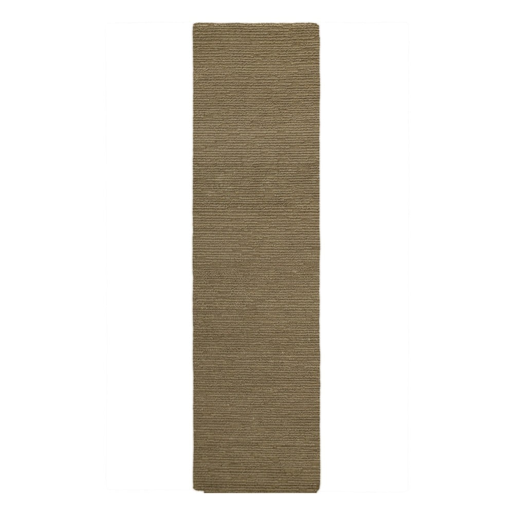 Khaki kézi szövésű gyapjú futószőnyeg 80x230 cm Harris Boucle – Flair Rugs