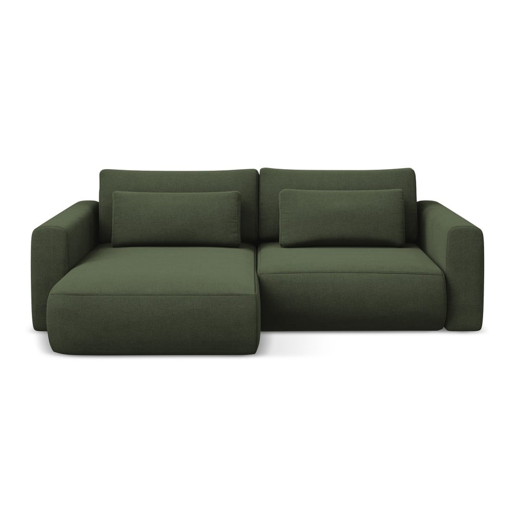 Khaki kinyitható-tárolóhelyes sarokkanapé (bal oldali-heverő résszel) Kapua – Makamii