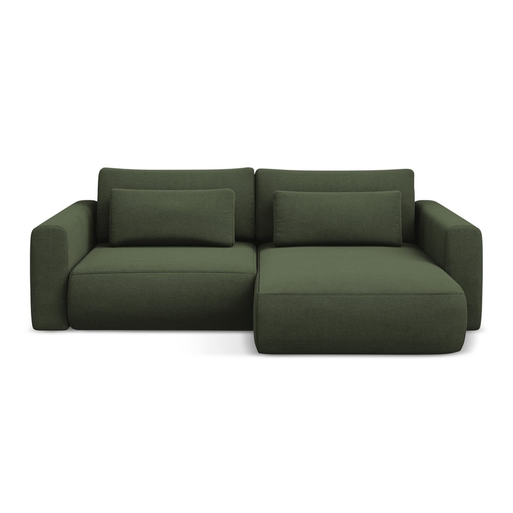 Khaki kinyitható-tárolóhelyes sarokkanapé (jobb oldali-heverő résszel) Kapua – Makamii