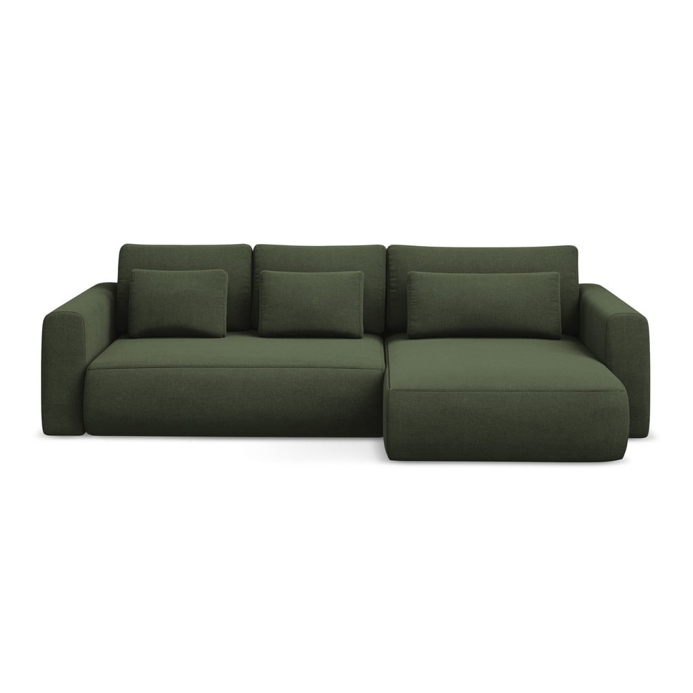 Khaki kinyitható-tárolóhelyes sarokkanapé (jobb oldali-heverő résszel) Kapua – Makamii