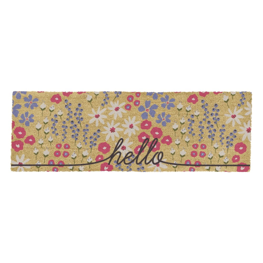 Kókuszrost lábtörlő 40x120 cm Hello Scribbly Floral – Artsy Doormats