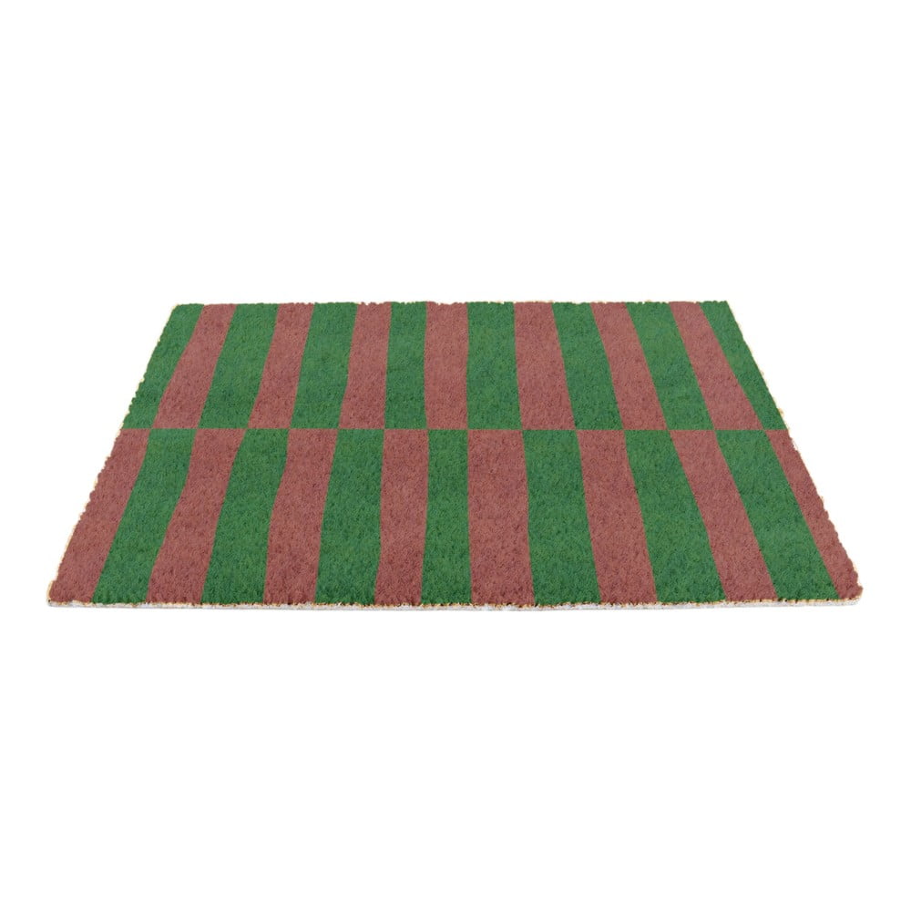 Kókuszrost lábtörlő 40x60 cm Pink & Green Half Stripes – Artsy Doormats