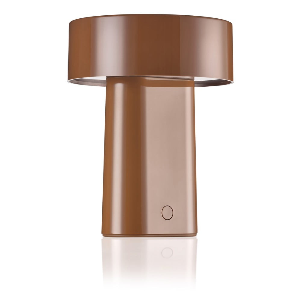 Konyakbarna műanyag LED asztali lámpa (magasság 18 cm) Oblong – Zone