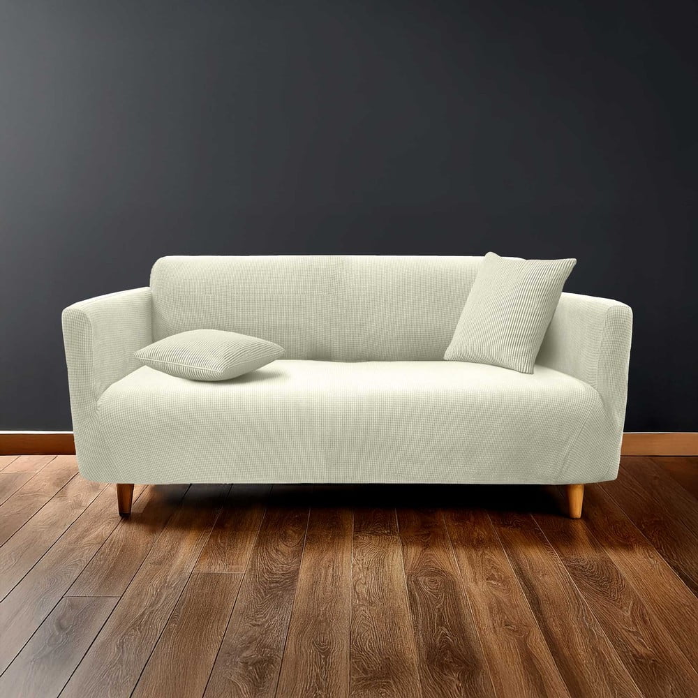 Krémszínű háromszemélyes gumis kanapé huzat Sacha – douceur d'intérieur