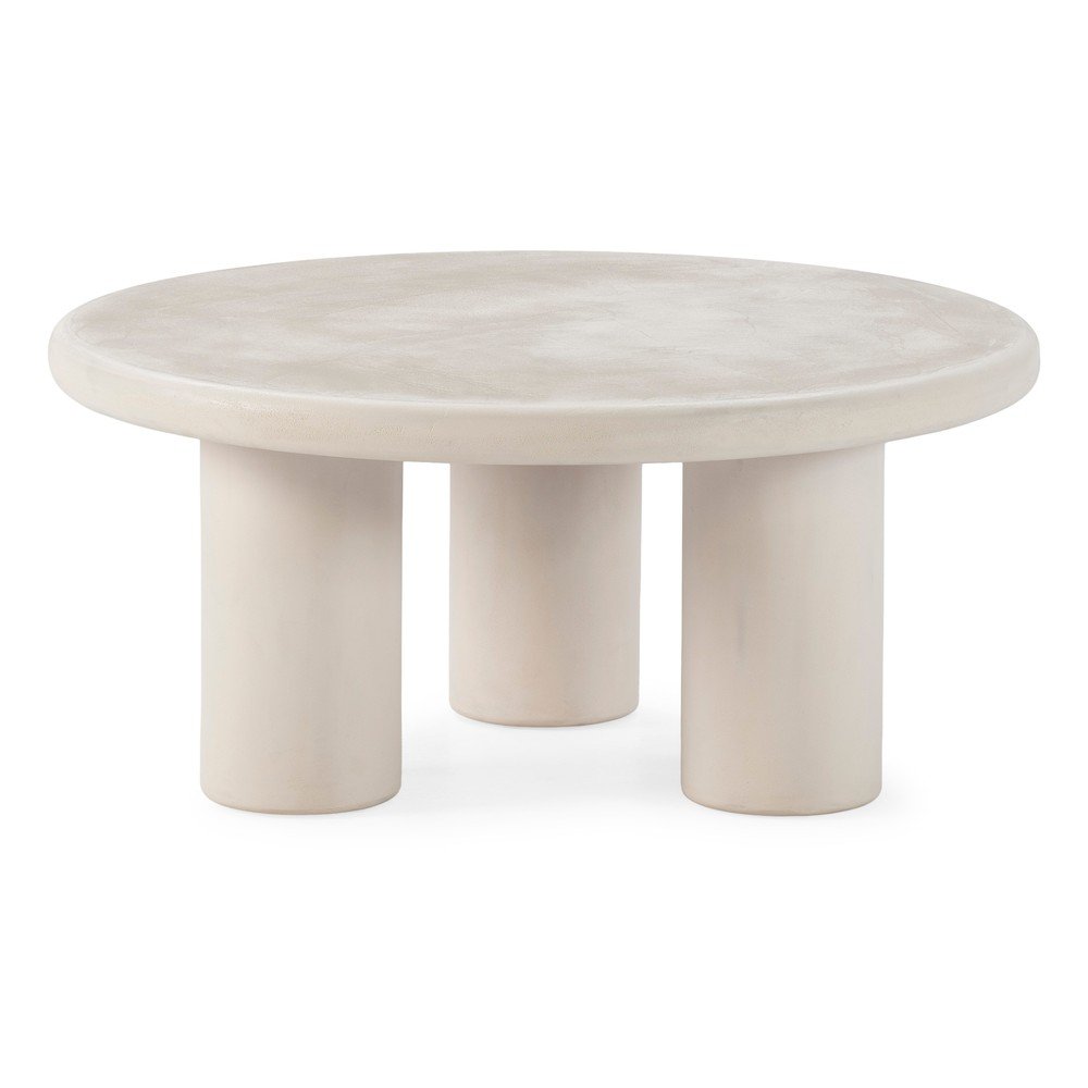 Krémszínű kerek dohányzóasztal kő dekorral ø 80 cm Iriel – MOME