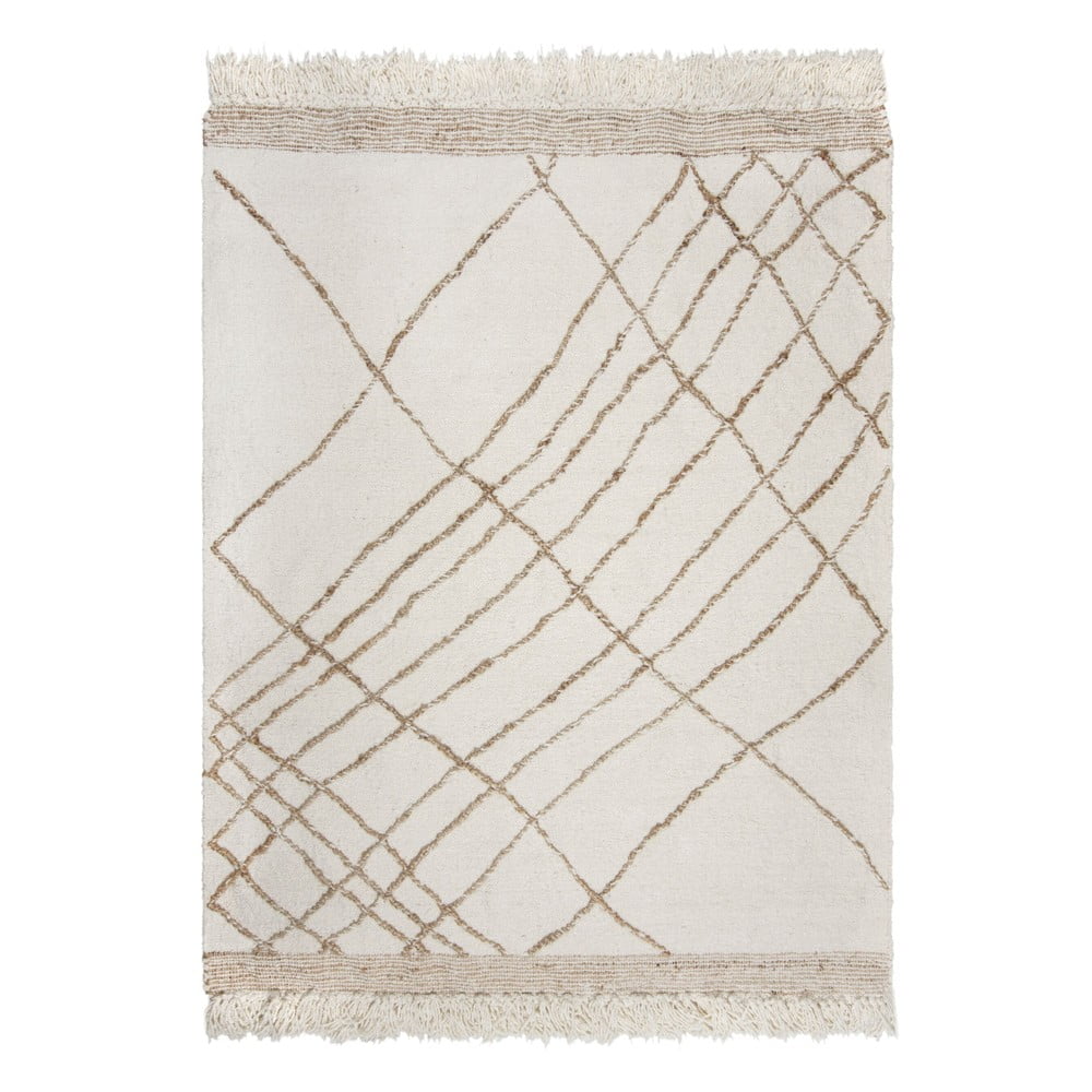 Krémszínű kézi szövésű gyapjúkeverék szőnyeg 120x170 cm Astera Linear – Flair Rugs