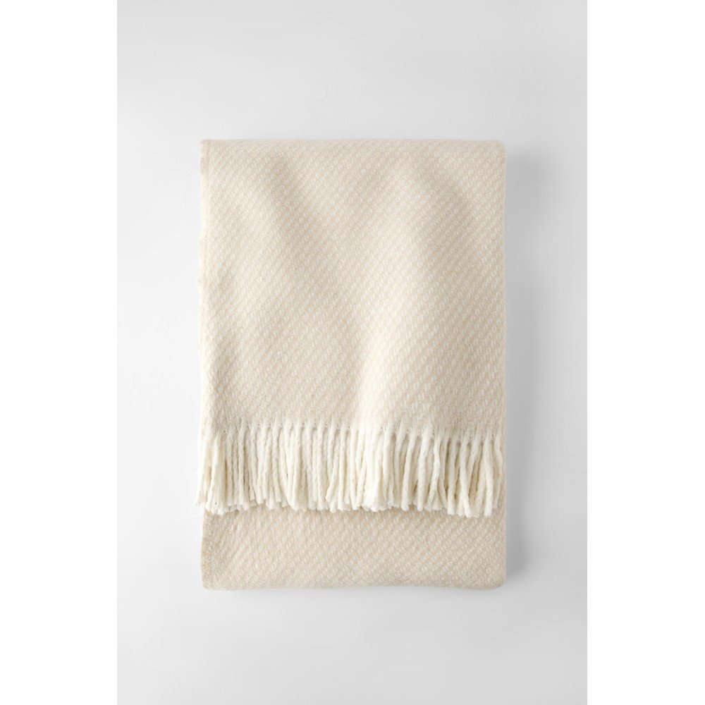 Krémszínű pamutkeverék takaró 140x180 cm Wabi – Euromant