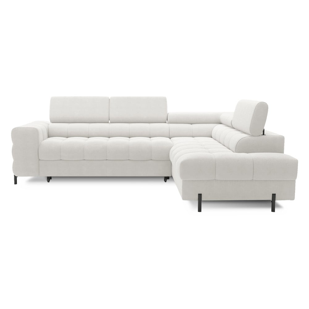 Krémszínű zsenília kinyitható-tárolóhelyes sarokkanapé (jobb oldali-L alakú) Ferucce – ELTAP