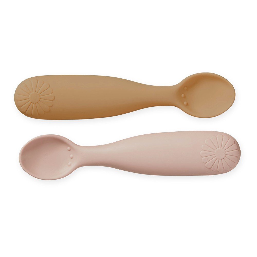 Lazacszínű-világossárga szilikon gyerek kanál szett 2 db-os Coral Mix – Cam Cam Copenhagen