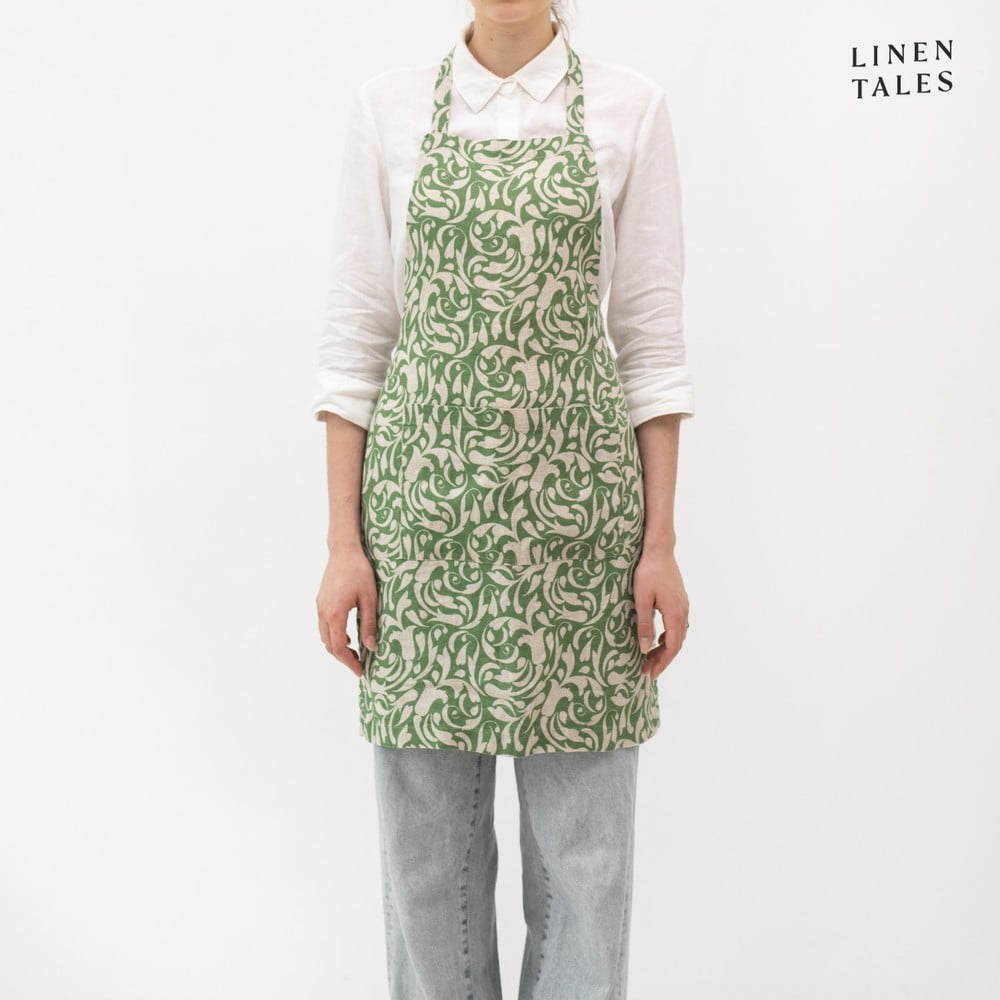 Len kötény Evergreen Damask – Linen Tales