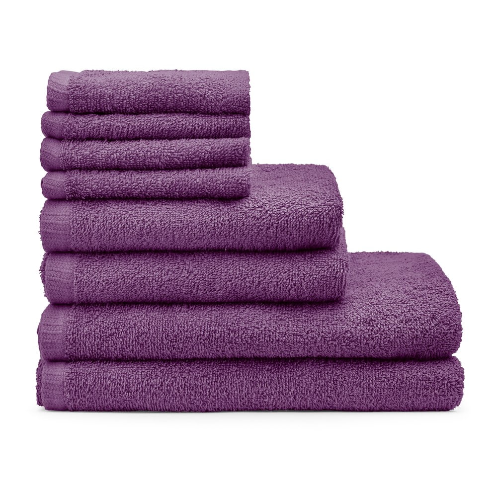 Lila gyorsan száradó frottír pamut törölköző és fürdőlepedő készlet 8 db-os Quick Dry – Catherine Lansfield