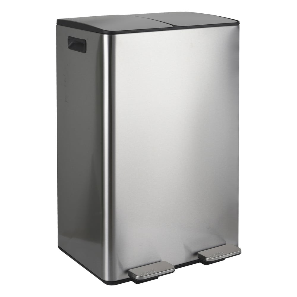 Matt ezüstszínű acél szelektív pedálos szemetes 2x30 l   Aliya – Spirella