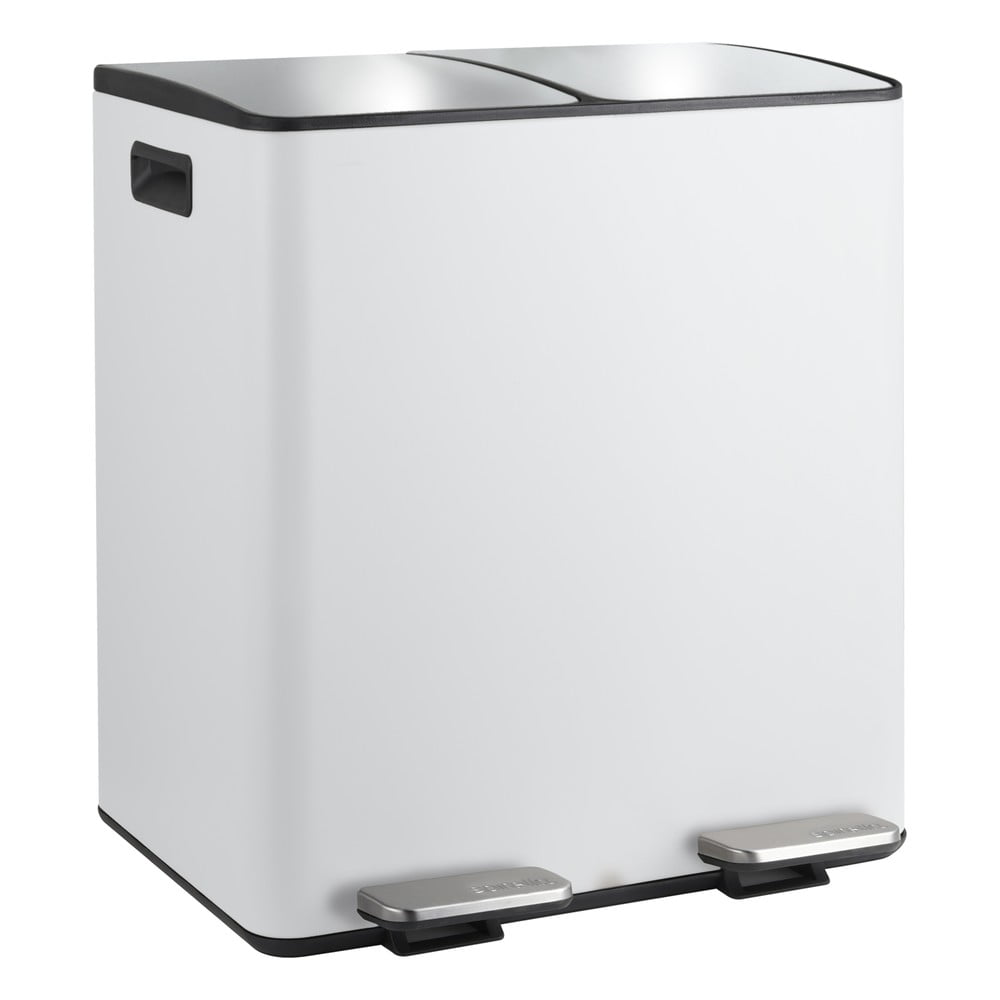 Matt fehér acél szelektív pedálos szemetes 2x20 l   Aliya – Spirella