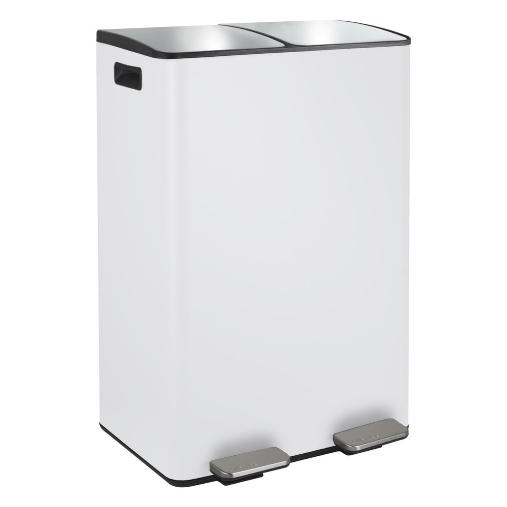 Matt fehér acél szelektív pedálos szemetes 2x30 l   Aliya – Spirella