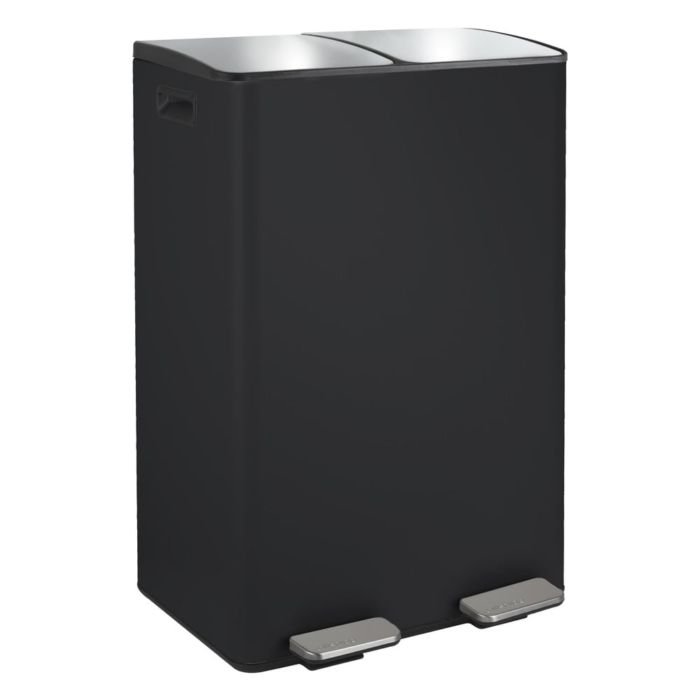 Matt fekete acél szelektív pedálos szemetes 2x30 l   Aliya – Spirella