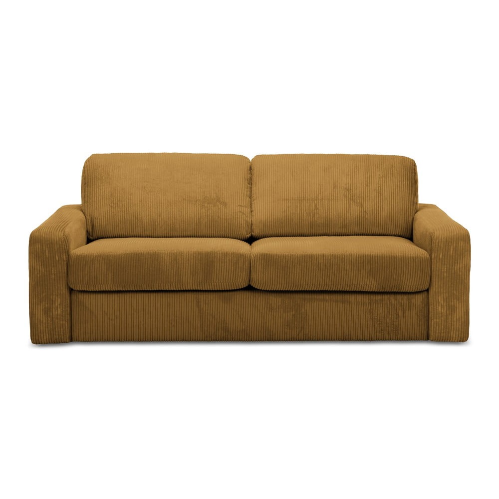 Mustársárga kordbársony kinyitható kanapé 195 cm Nona – Makamii