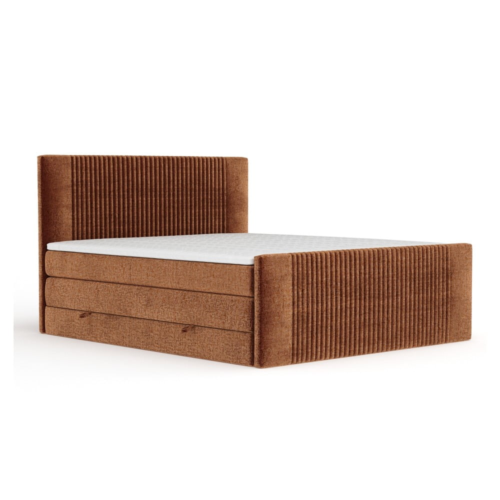 Narancssárga ágyneműtartós boxspring ágy 140x200 cm Bergamo – Maison de Rêve