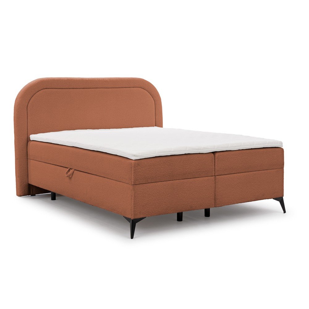 Narancssárga ágyneműtartós boxspring ágy 140x200 cm Ornes – Ropez