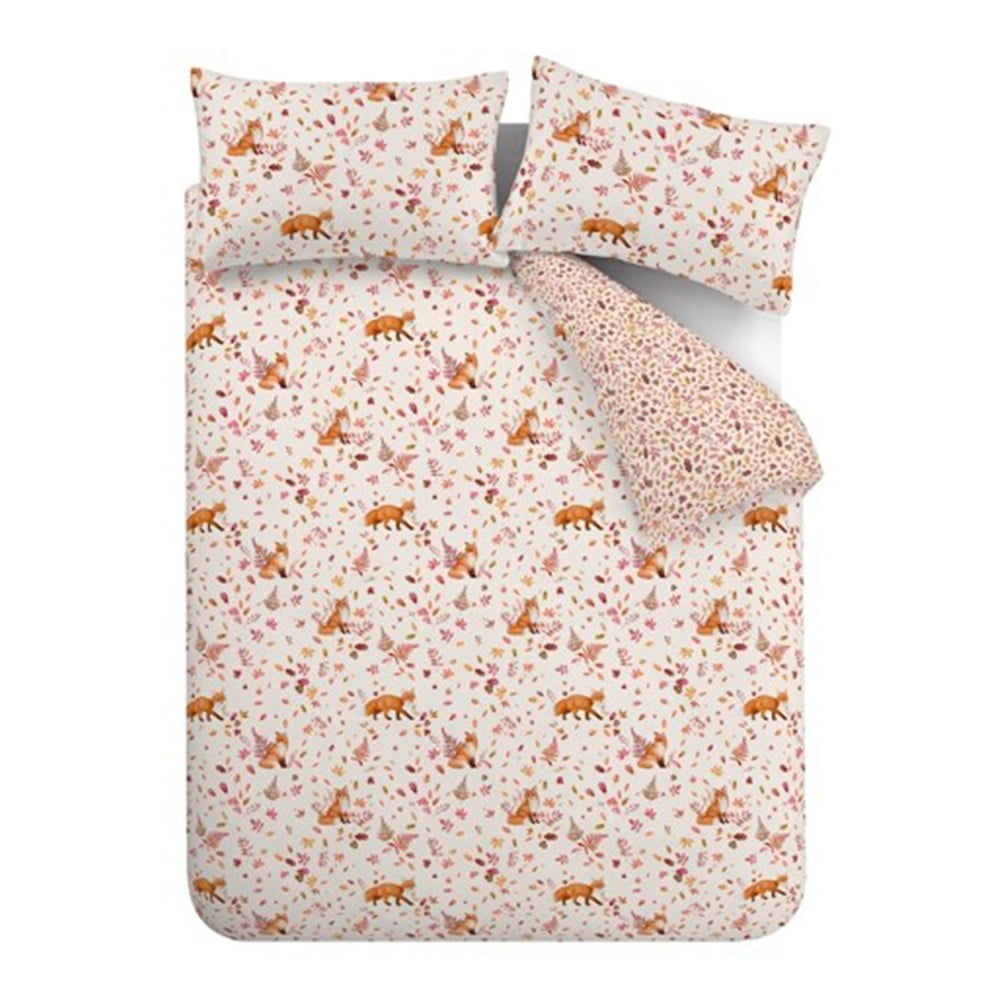 Narancssárga-bézs kétszemélyes-hosszabbított ágyneműhuzat 230x220 cm Woodland Fox – Catherine Lansfield